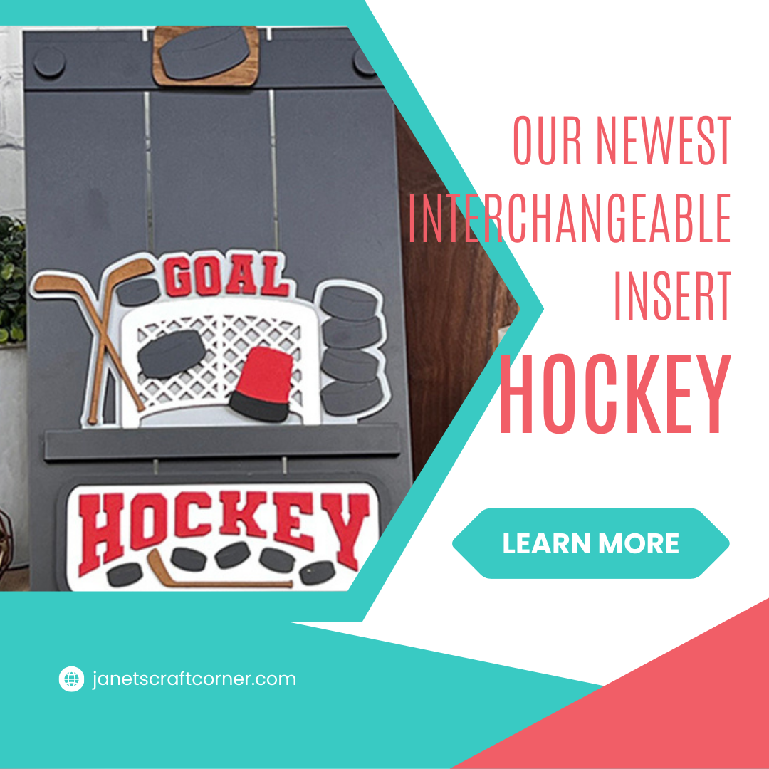 Hockey Interchangeable Insert - DIY seasonal home decor craft kit - 1 set of 3 pieces