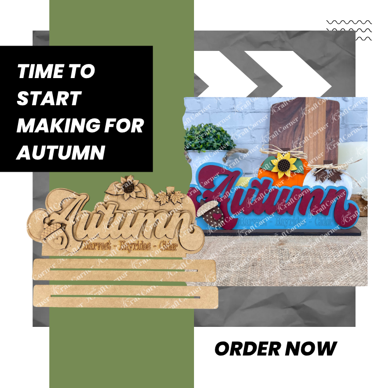 Autumn Word Art Shelf Sitter - DIY seasonal home decor craft kit - Set of 1