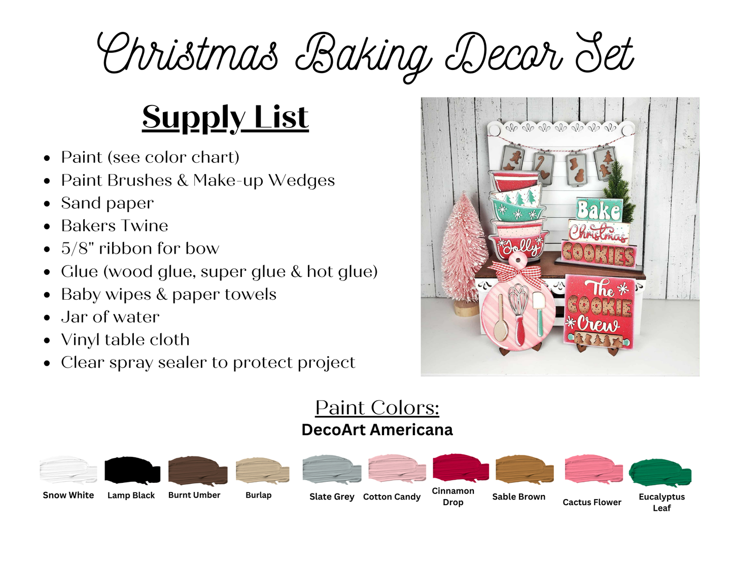 Christmas Baking Mini Shelf Sitters - DIY seasonal home decor craft kit - Set of 1