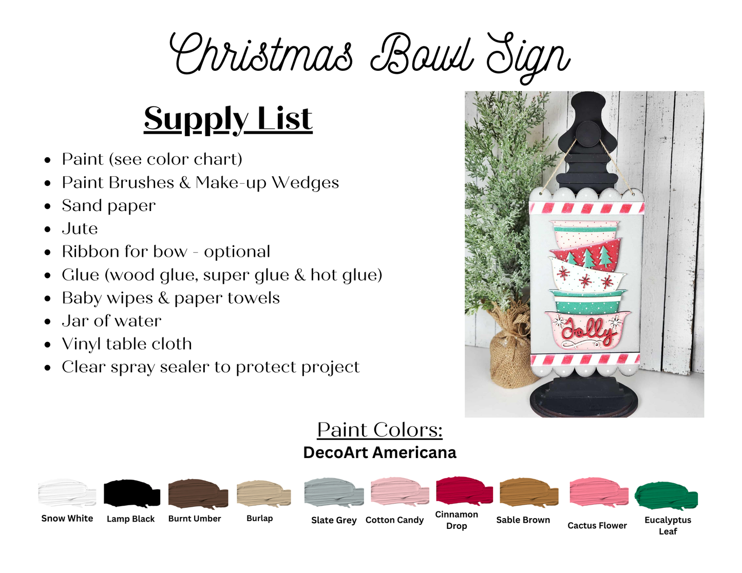 Jolly Bowls Door Hanger - DIY seasonal home decor craft kit - set of 1