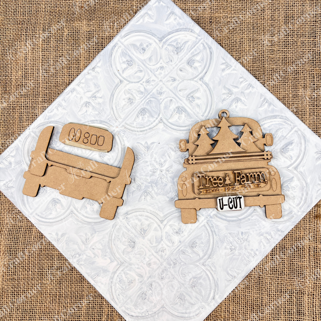 Antique Truck Gift Card Holder Ornament - DIY craft kit - Choice of 10 designs - Set of 1