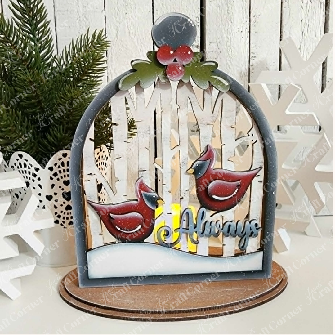 Cardinal Cloche Votive Holder Shelf Sitter - DIY home decor craft kit - set of 1