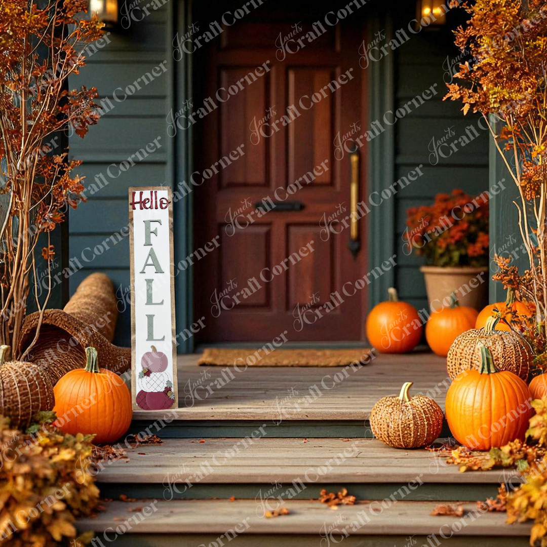 Hello Fall Porch Leaner - DIY seasonal home decor craft kit - set of 1