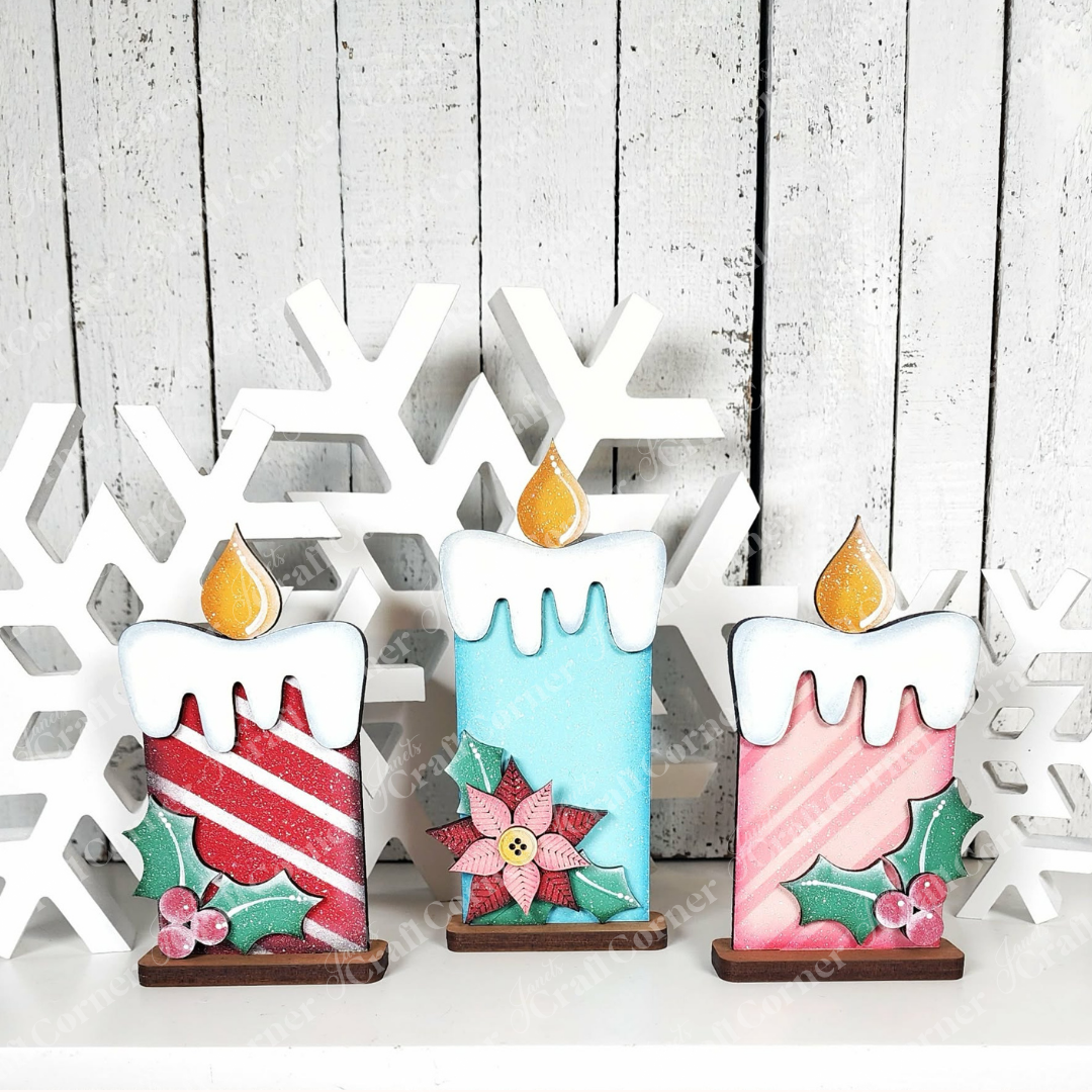 Mid-Century Candle Trio Shelf Sitters - DIY home decor craft kit - set of 1