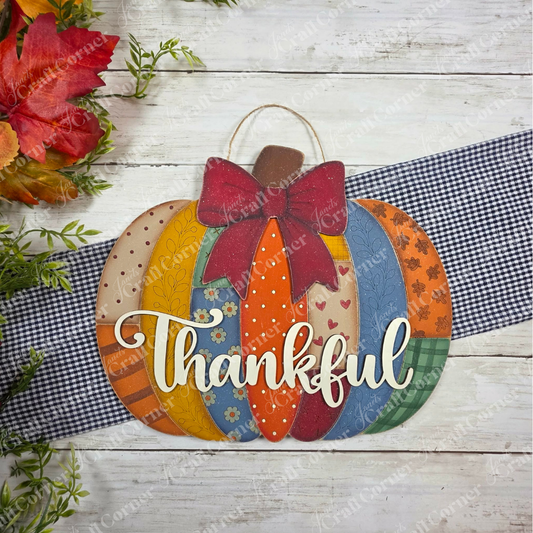 Patchwork Pumpkin Wall Hanger - DIY home decor craft kit - set of 1