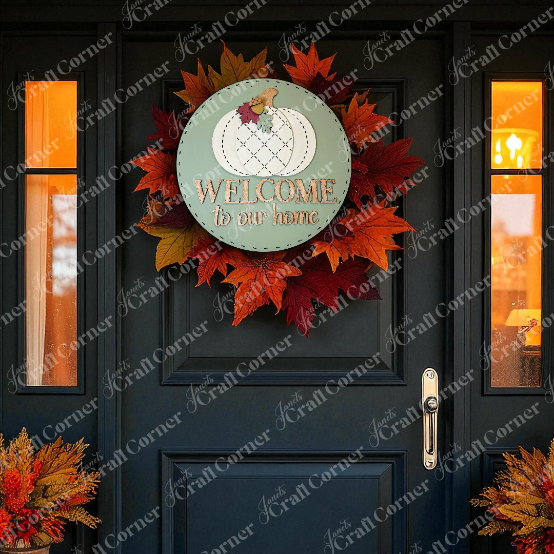 Pumpkin Welcome Door/Wall Hanger - DIY seasonal home decor craft kit - set of 1