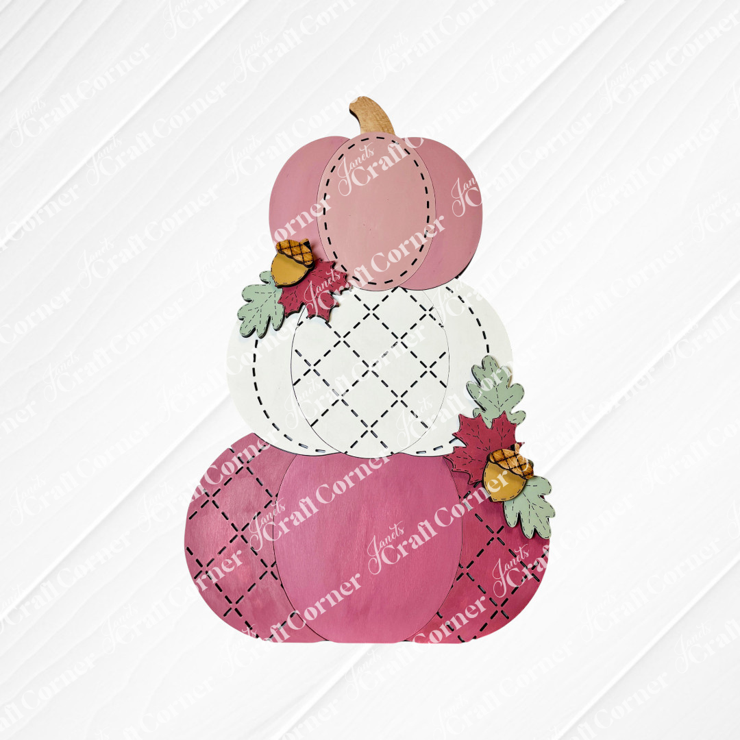 Quilted Pumpkin Stack Shelf Sitter - DIY seasonal home decor craft kit - set of 1