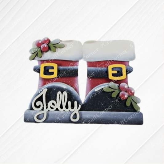 Santa Boots Shelf Sitter - DIY seasonal home decor craft kit - set of 1