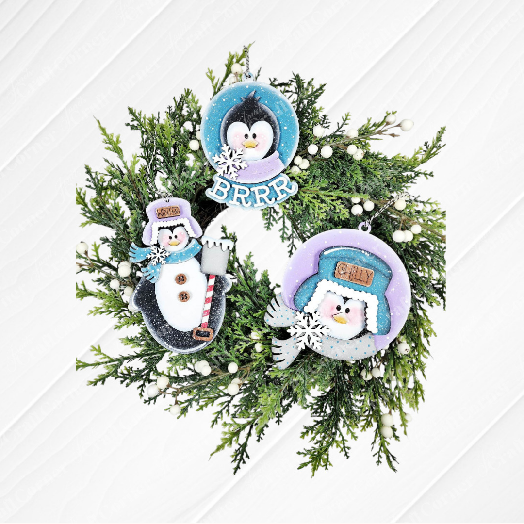 Winter Penguin Ornaments - DIY holiday craft kit - Choice of 3