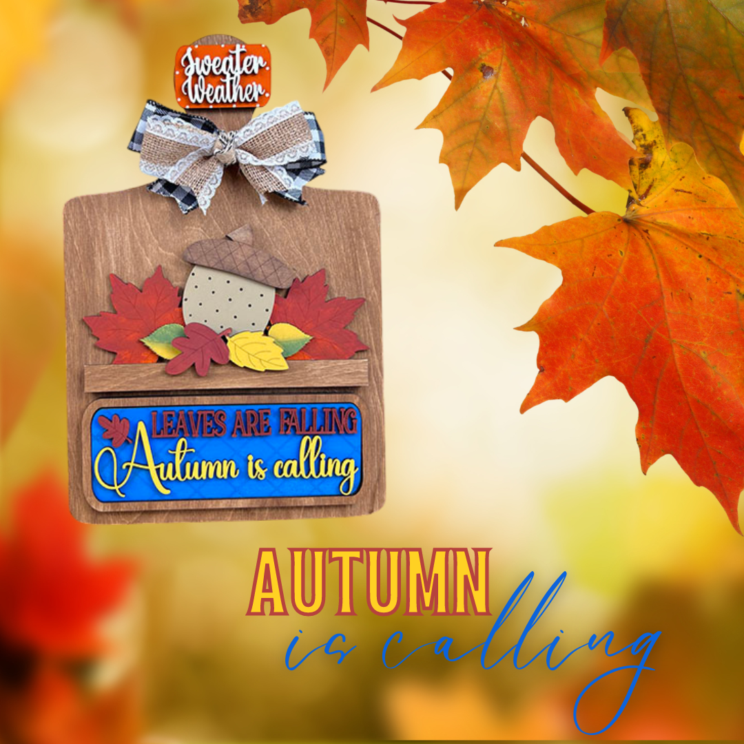 Autumn Is Calling Interchangeable Insert - DIY seasonal home decor craft kit - 1 set of 3 pieces