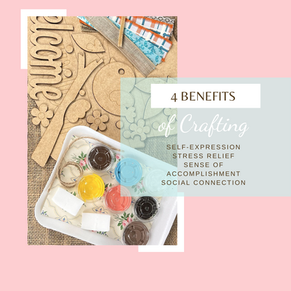 The Crafted by You! Subscription from Janet's Craft Corner delivers monthly DIY home décor kits—complete with paints, brushes, sponges, and wooden pieces—encouraging self-expression, stress relief, accomplishment, and creative community.