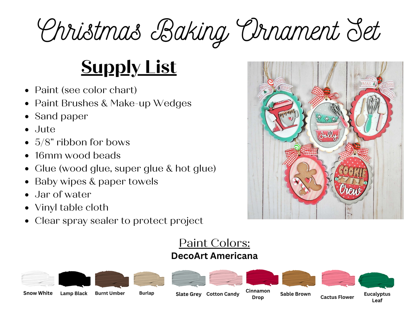 Christmas Baking Ornaments - DIY craft kit - choice of 5