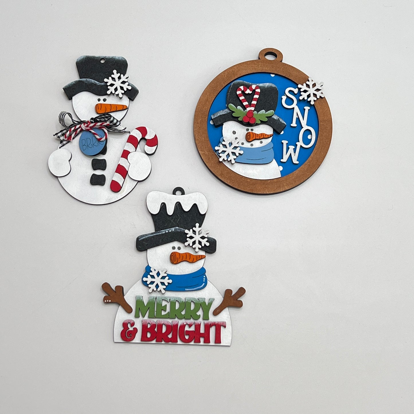 Sweet Winter Snowmen Ornaments - Painted