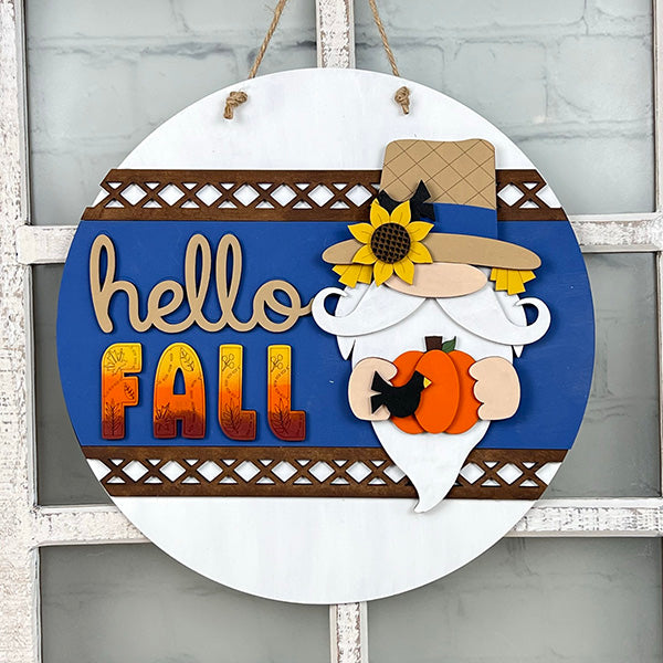 Gnome Hello Fall Door Hanger