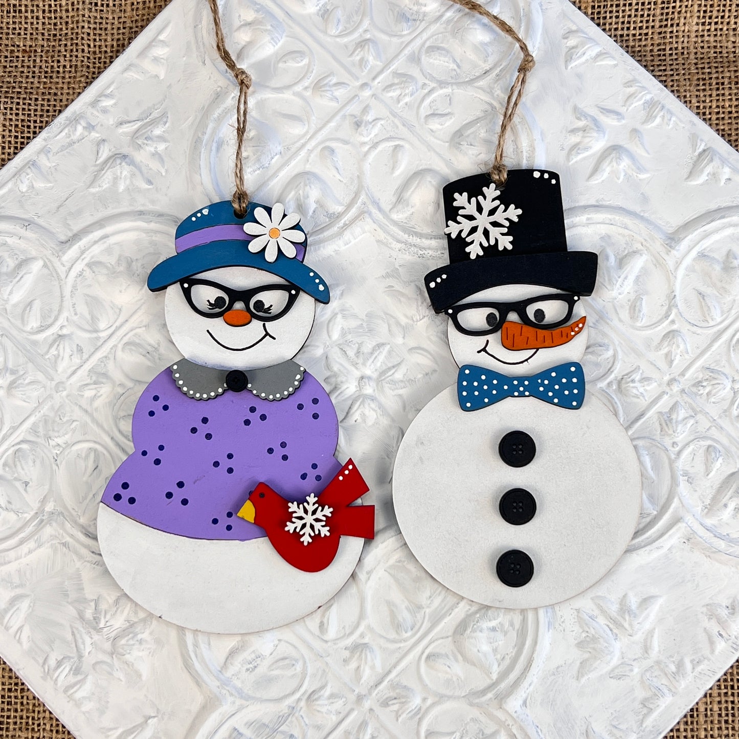 Vintage Snow Couple Ornaments | DIY Decoration Kits