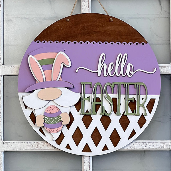 Hello Easter Gnome Wall Hanger