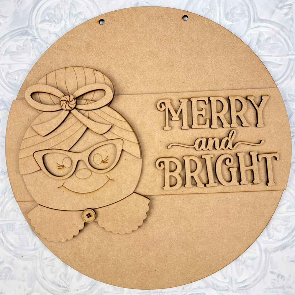 Mrs. Claus Merry & Bright Round Sign DIY Home Decor Kit