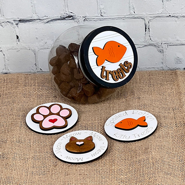 Cat Treats Jar Interchangeable Set