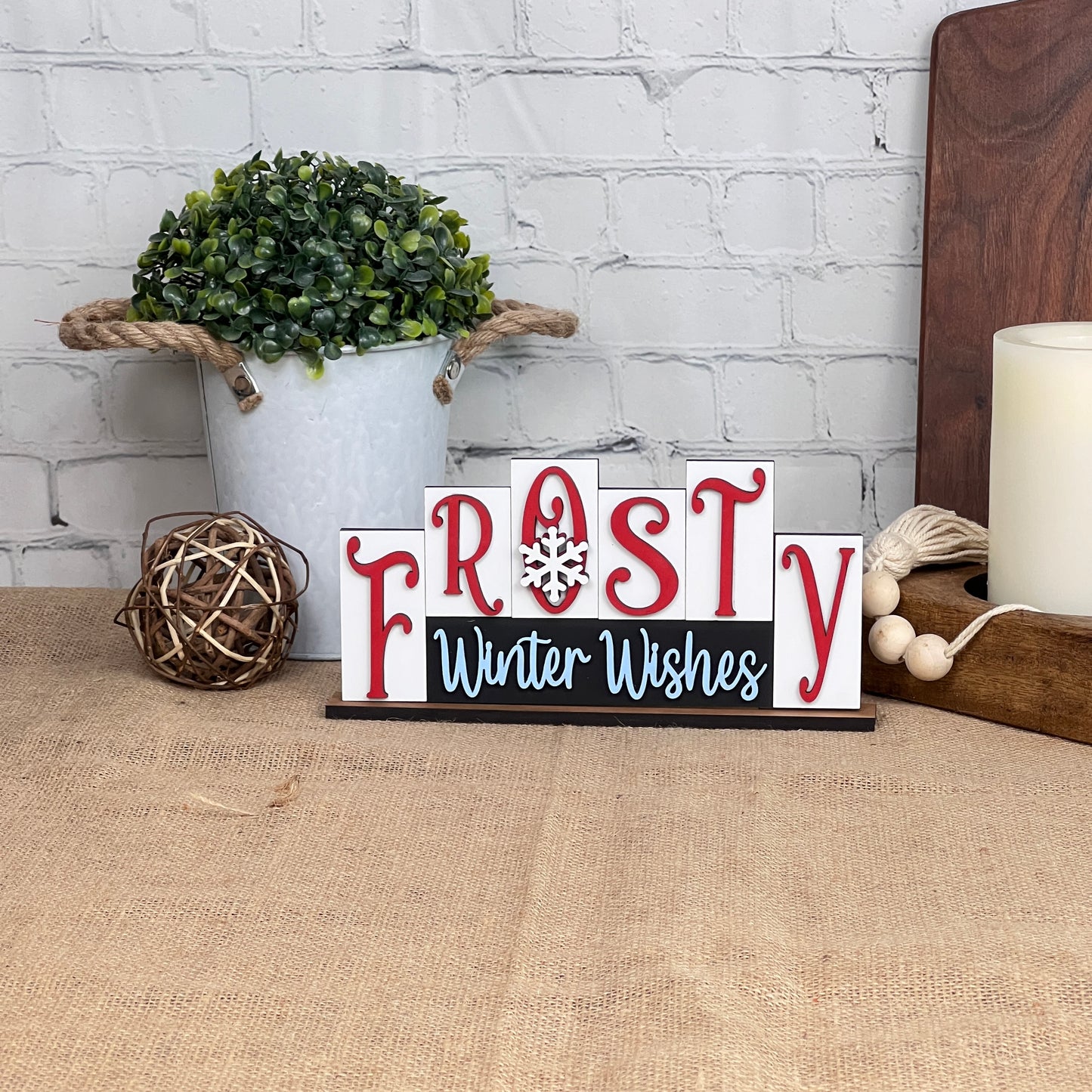 Frosty Mini Word Block Shelf Sitter | DIY Decor Kit