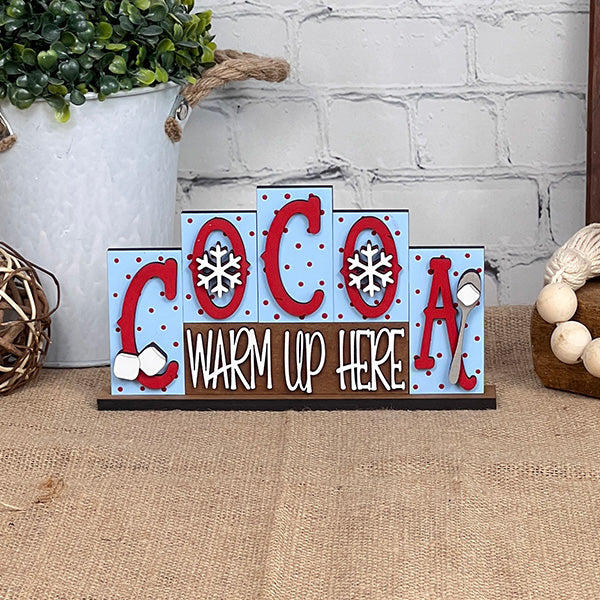 Cocoa Mini Word Block Shelf Sitter | DIY Decor Kit