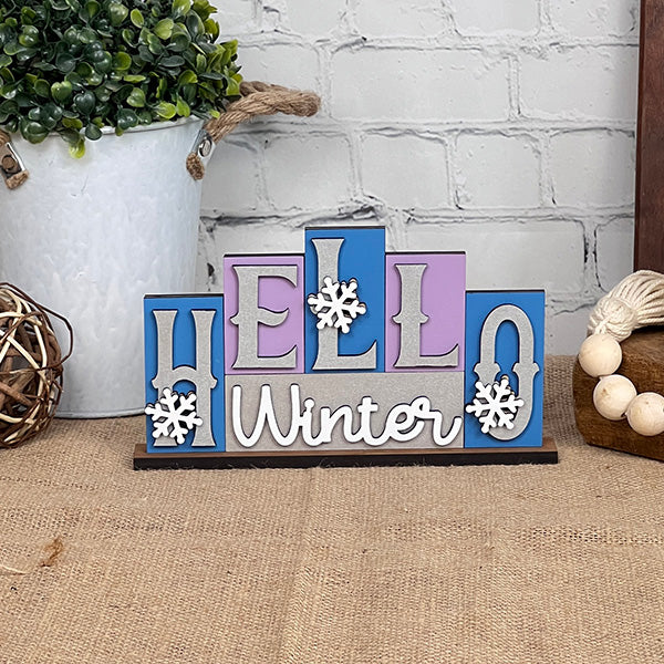 Hello Winter Mini Word Block Shelf Sitter | DIY Decor Kit