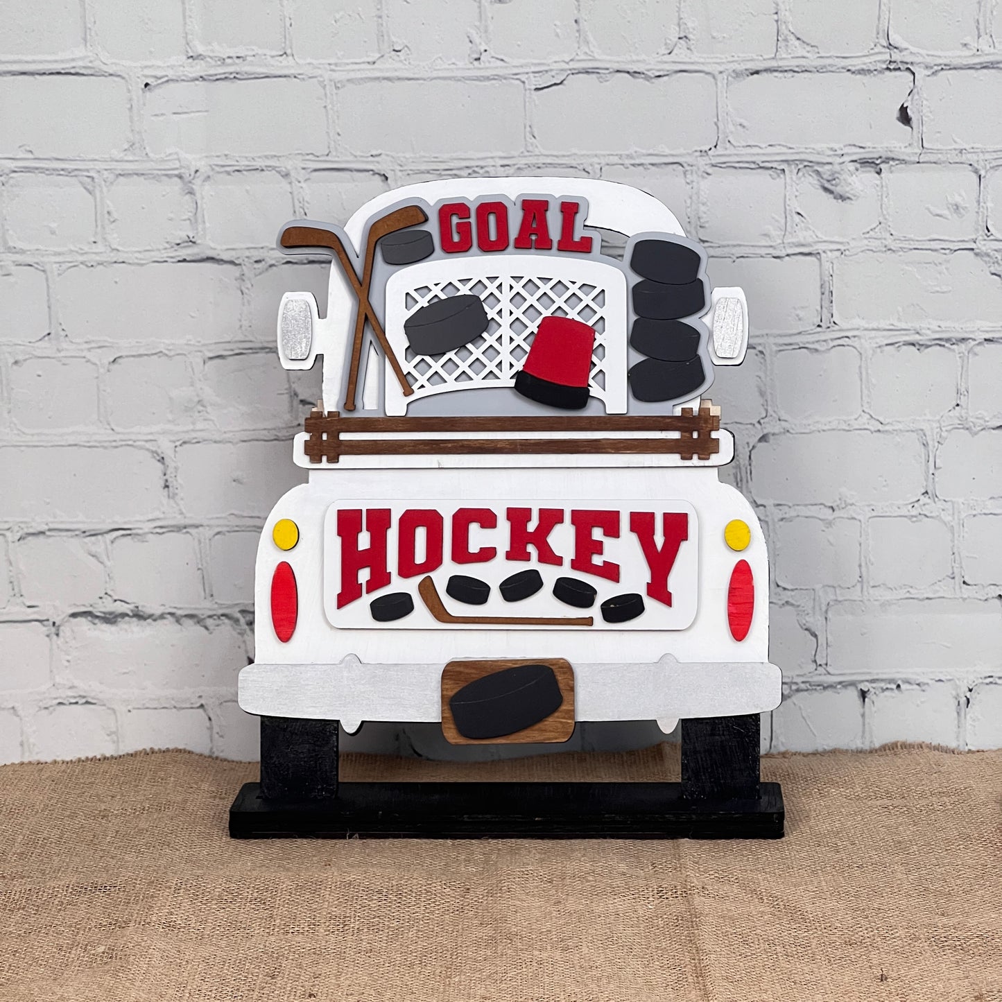 Hockey Interchangeable Insert - DIY seasonal home decor craft kit - 1 set of 3 pieces