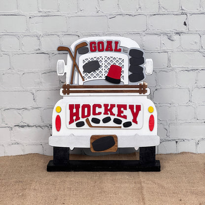 Hockey Interchangeable Insert - DIY seasonal home decor craft kit - 1 set of 3 pieces