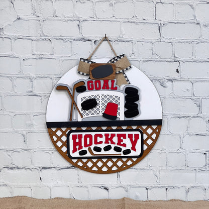 Hockey Interchangeable Insert - DIY seasonal home decor craft kit - 1 set of 3 pieces