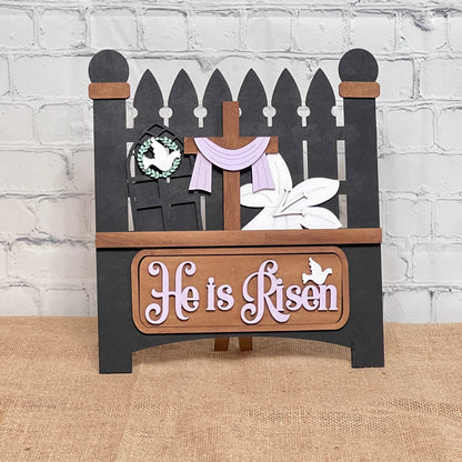 He is Risen Interchangeable Insert - DIY seasonal home decor craft kit - 1 set of 3 pieces