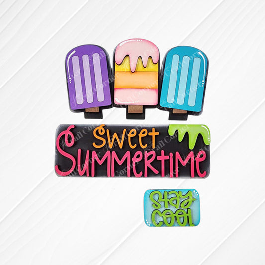 Sweet Summertime Popsicle Interchangeable Insert - Painted (Stay Cool)