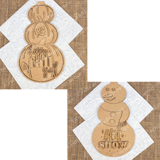 Reversible Pumpkin/Snowman DIY Craft Kit - Raw versions