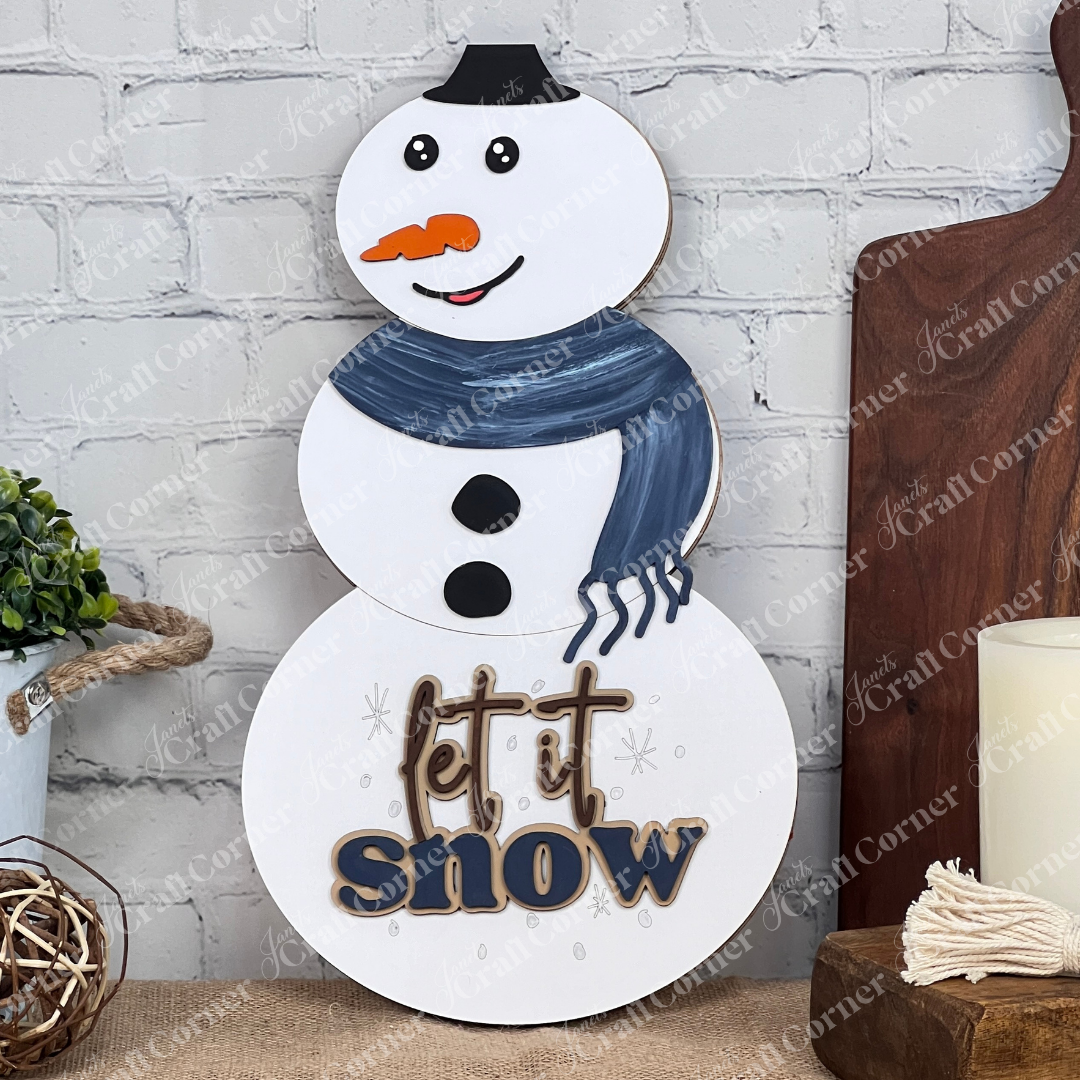 Reversible Pumpkin/Snowman DIY Craft Kit - Snowman painted side