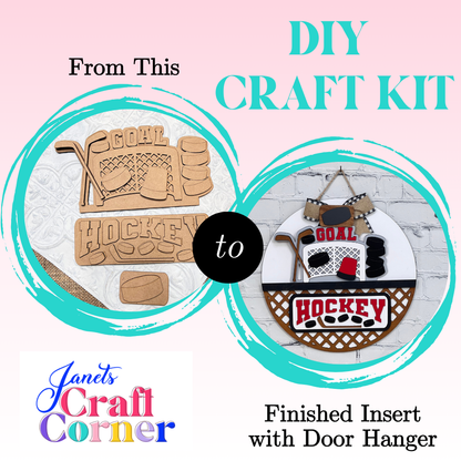 Hockey Interchangeable Insert - DIY seasonal home decor craft kit - 1 set of 3 pieces
