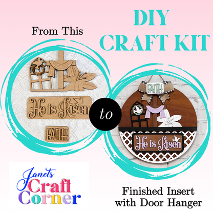 He is Risen Interchangeable Insert - DIY seasonal home decor craft kit - 1 set of 3 pieces