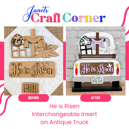 He is Risen Interchangeable Insert - DIY seasonal home decor craft kit - 1 set of 3 pieces