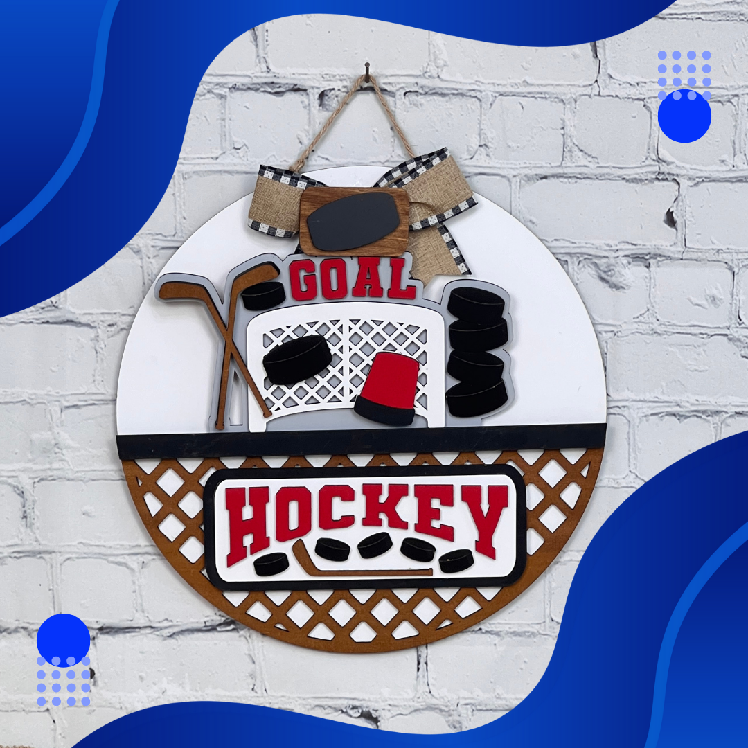 Hockey Interchangeable Insert - DIY seasonal home decor craft kit - 1 set of 3 pieces