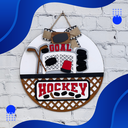 Hockey Interchangeable Insert - DIY seasonal home decor craft kit - 1 set of 3 pieces