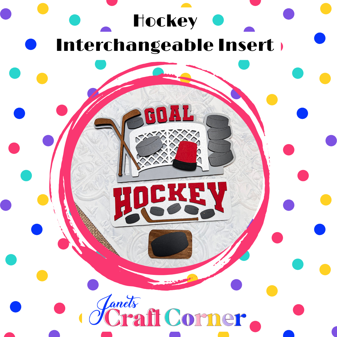 Hockey Interchangeable Insert - DIY seasonal home decor craft kit - 1 set of 3 pieces