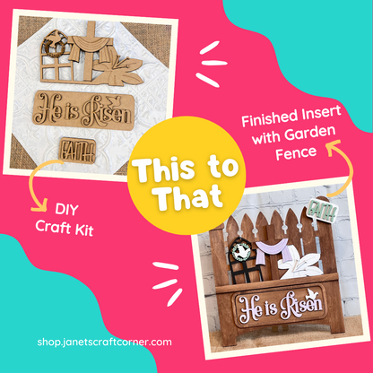 He is Risen Interchangeable Insert - DIY seasonal home decor craft kit - 1 set of 3 pieces