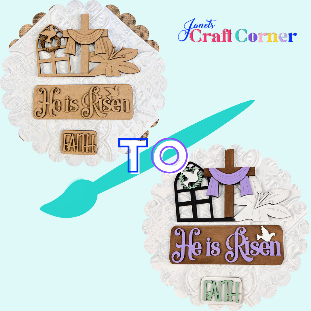 He is Risen Interchangeable Insert - DIY seasonal home decor craft kit - 1 set of 3 pieces