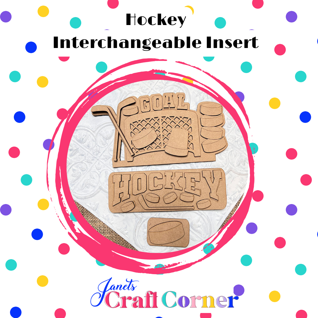 Hockey Interchangeable Insert - DIY seasonal home decor craft kit - 1 set of 3 pieces