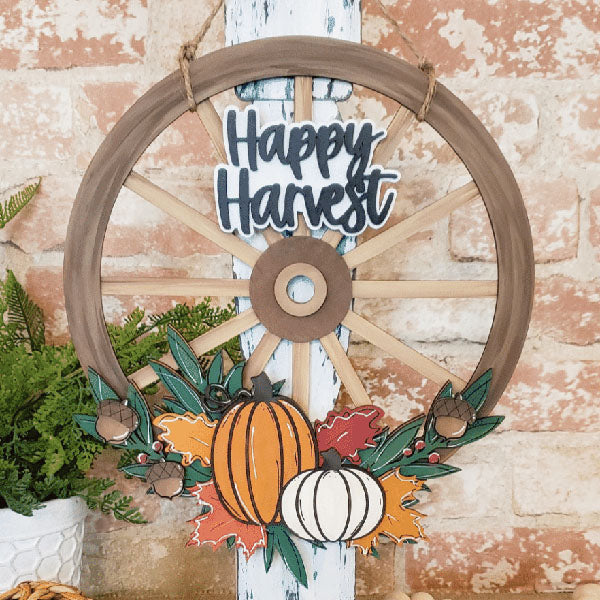 Pumpkin Happy Harvest Wagon Wheel Overlay