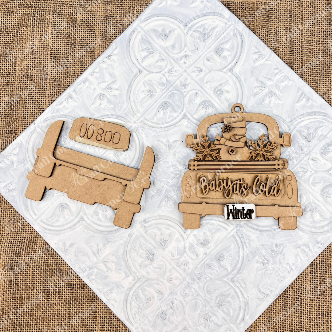Antique Truck Gift Card Holder Ornament - DIY craft kit - Choice of 10 designs - Set of 1