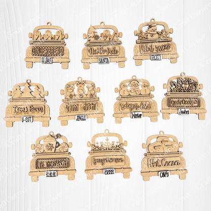 Antique Truck Gift Card Holder Ornament - DIY craft kit - Choice of 10 designs - Set of 1