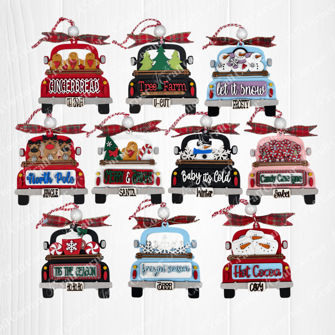 Antique Truck Gift Card Holder Ornament - DIY craft kit - Choice of 10 designs - Set of 1