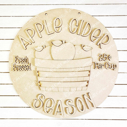 Apple Cider Door Hanger - DIY seasonal home decor craft kit - Set of 1