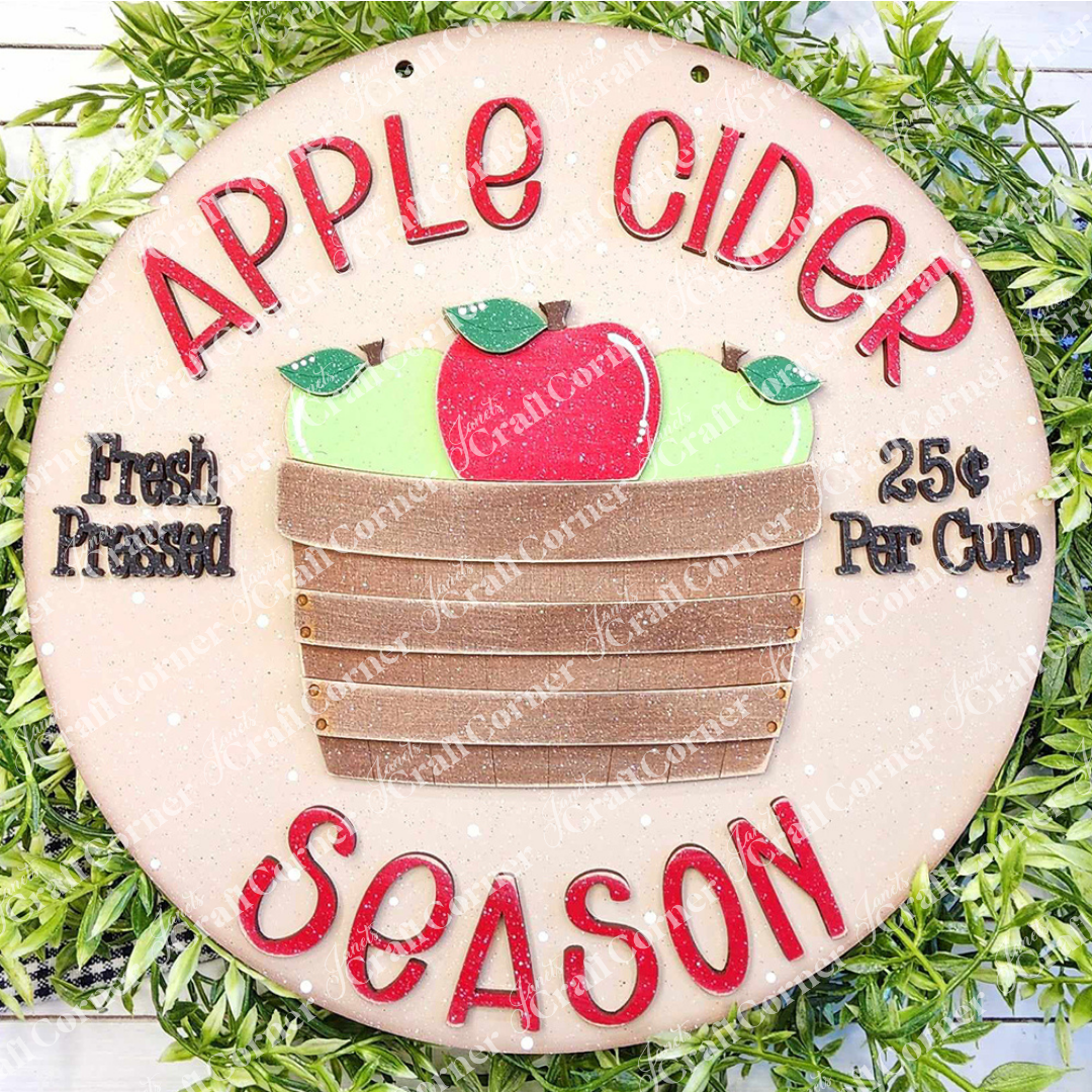 Apple Cider Door Hanger - DIY seasonal home decor craft kit - Set of 1