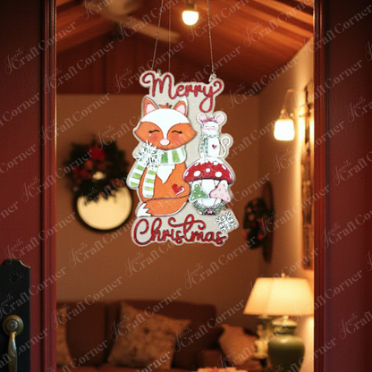 Welcome guests with Janet's Craft Corner Christmas Fox Door/Wall Hanger DIY kit! This festive set features a fox, white mouse, and red mushrooms—perfect for holiday charm on your door or wall. Set of 1.