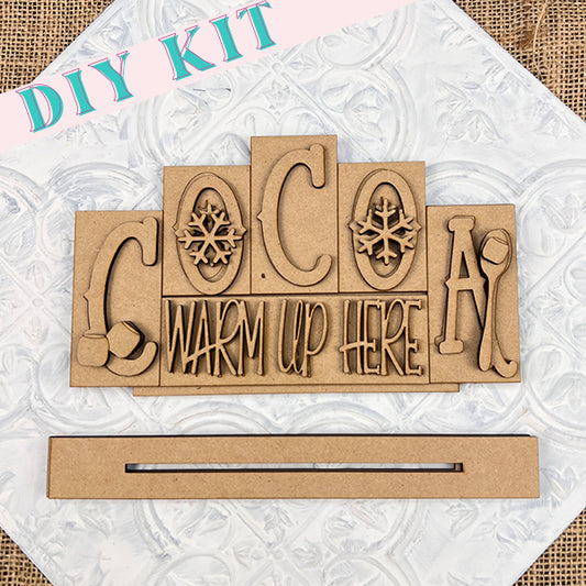 Cocoa Mini Word Block Shelf Sitter | DIY Decor Kit