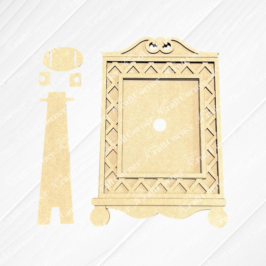 Janet's Craft Corner Cottage Frame for Switchable Farmhouse Signs: DIY craft kit includes laser-cut MDF pieces to assemble a decorative frame, perfect for seasonal interchangeable wall art, shown on a white textured background.